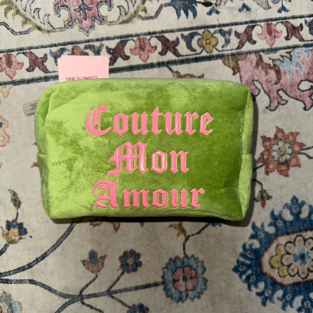 Juicy Couture Green and Pink Plush Pouch - Picture 2 of 4